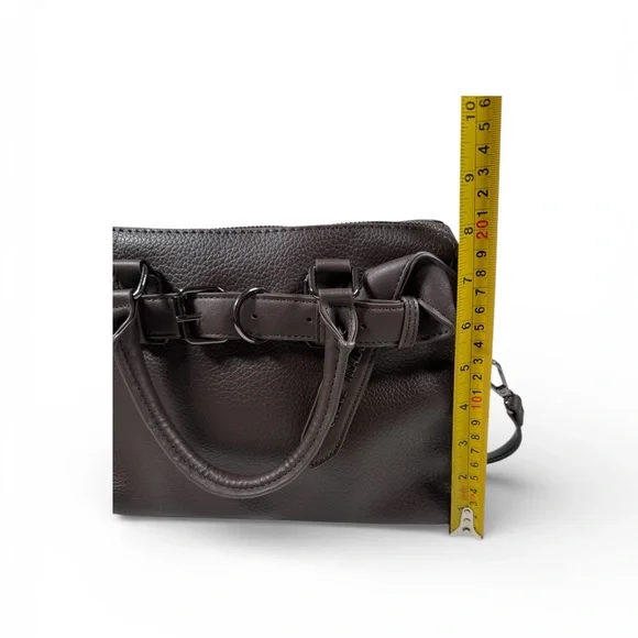 Steve Madden Brown Faux Leather Satchel Medium Handbag Crossbody - Picture 10 of 12